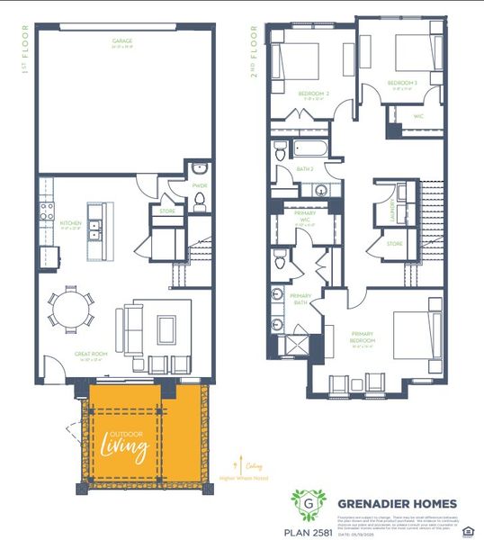 2D floor plan layout for the Muirfield 3 by Grenadier Homes in The Tribute, The Colony, TX (Image 4).