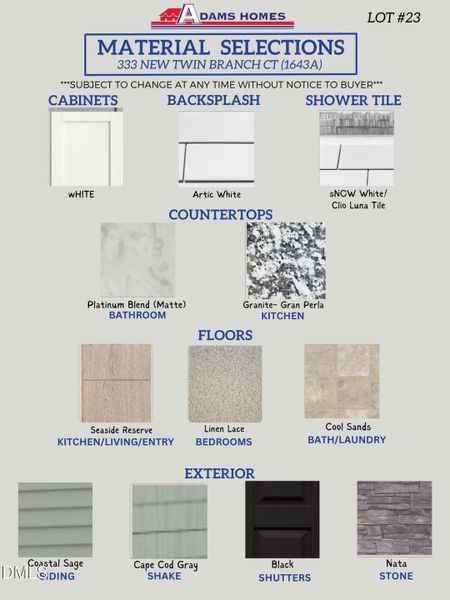 COLOR SELECTION SHEET