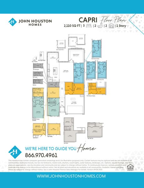 2D floor plan layout for the Capri by John Houston Homes in Somerset - Phase 5, Mansfield, TX (Image 3). 2D floor plan layout for the Capri by John Houston Homes in Somerset - Phase 5, Mansfield, TX (Image 3).