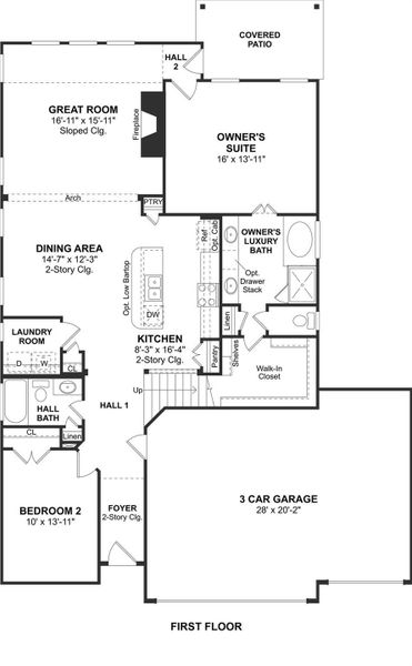The Ashville floor plan by K. Hovnanian® Homes. 1st Floor shown. *Prices, plans, dimensions, features, specifications, materials, and availability of homes or communities are subject to change without notice or obligation.