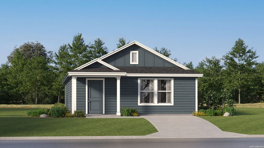 Front exterior of a new home in Ruby Crossing, San Antonio, TX, highlighting curb appeal (Image 20). Front exterior of a new home in Ruby Crossing, San Antonio, TX, highlighting curb appeal (Image 20).