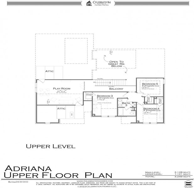 2D floor plan layout for the Adriana by Celebration Homes in Thomas Downs, Thompson's Station, TN (Image 4).