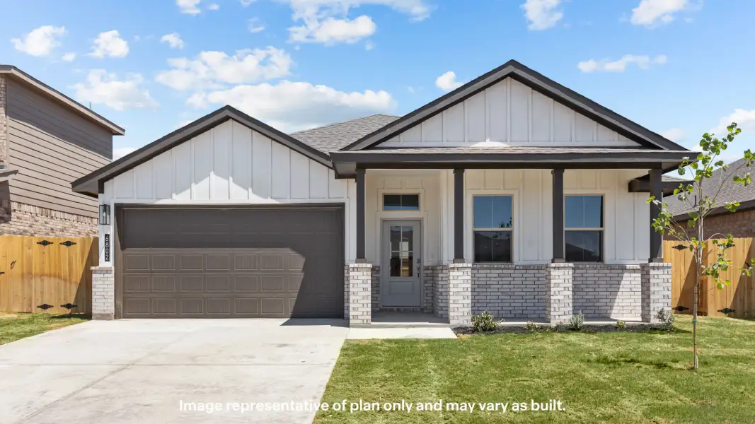 Front exterior of a new home in Homestead at Parks Bell Ranch, Odessa, TX, highlighting curb appeal (Image 2).