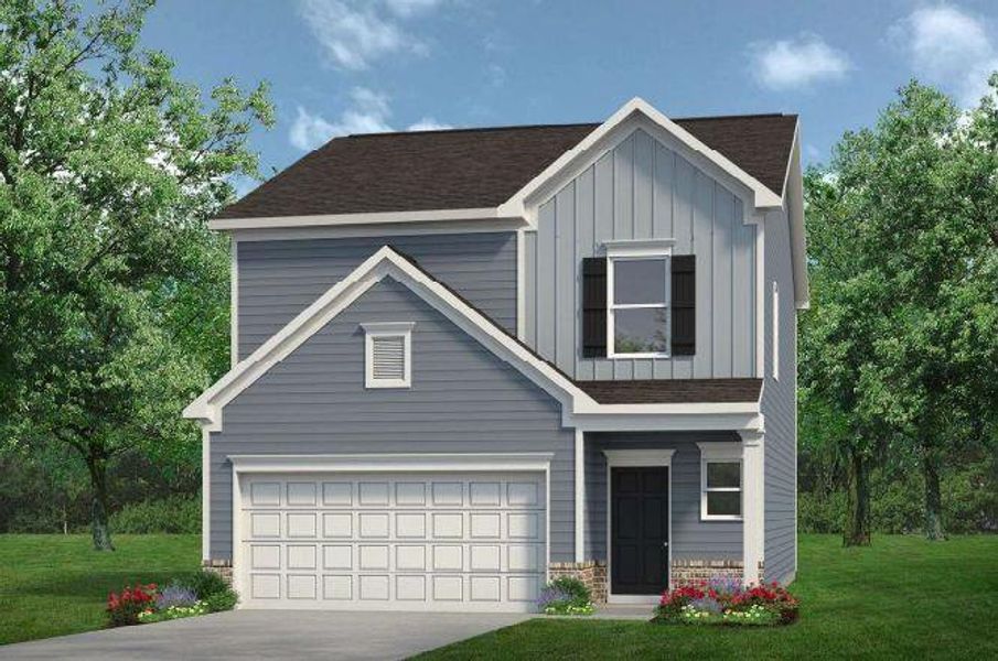Front exterior of a new home in The Andros, Dalton, GA, highlighting curb appeal (Image 1). Front exterior of a new home in The Andros, Dalton, GA, highlighting curb appeal (Image 1).