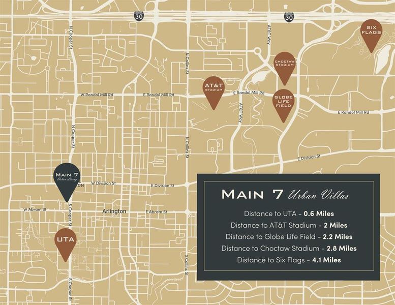 The location of Main 7 is strategically positioned, offering equal distance to Dallas, Fort Worth, and DFW Airport. This prime location provides residents with convenient access to major urban centers, entertainment venues, employment opportunities, and travel hubs, making it an ideal choice for those seeking a vibrant and well-connected lifestyle.