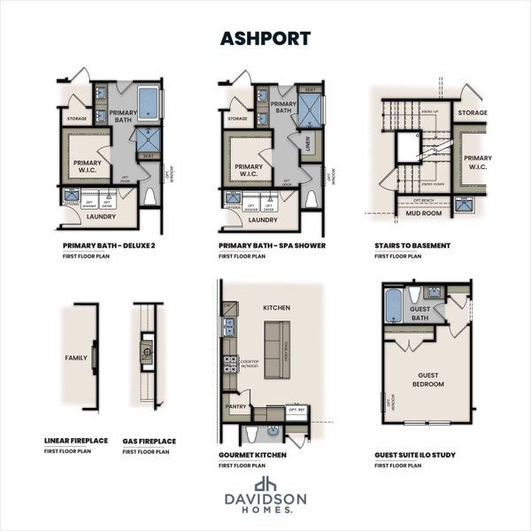 2D floor plan layout for the The Ashport G by Davidson Homes LLC in Windgate, Mooresville, NC (Image 4).