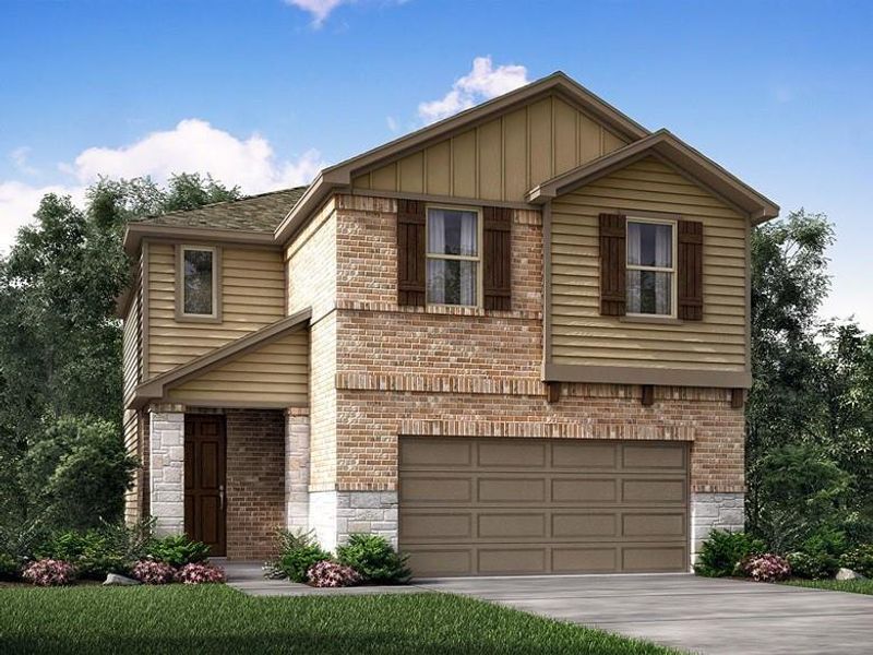 Front exterior of a new home in Montgomery Oaks - Premier, Conroe, TX, highlighting curb appeal (Image 1). Front exterior of a new home in Montgomery Oaks - Premier, Conroe, TX, highlighting curb appeal (Image 1).