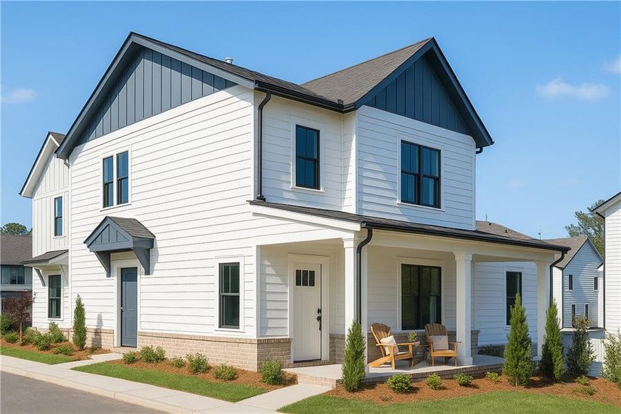 Front exterior of a new home in , Atlanta, GA, highlighting curb appeal (Image 1).