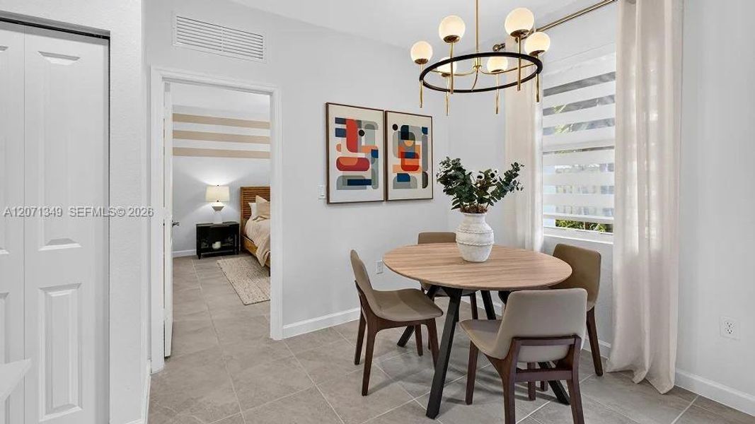 A charming breakfast nook sits just off the kitchen, ready for anything from casual meals to morning coffee. A charming breakfast nook sits just off the kitchen, ready for anything from casual meals to morning coffee.
