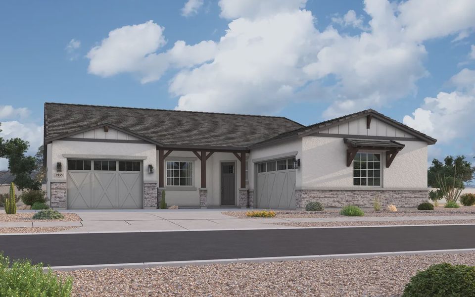 Representative exterior photo of a completed home built from the Carter by Elliott Homes in Valencia at Granite Vista, Waddell, AZ (Image 1). Representative exterior photo of a completed home built from the Carter by Elliott Homes in Valencia at Granite Vista, Waddell, AZ (Image 1).