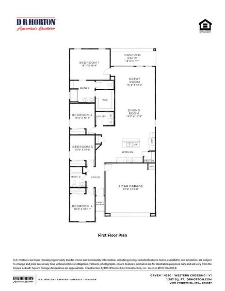 2D floor plan layout of this home in Western Crossing, Florence, AZ (Image 4).