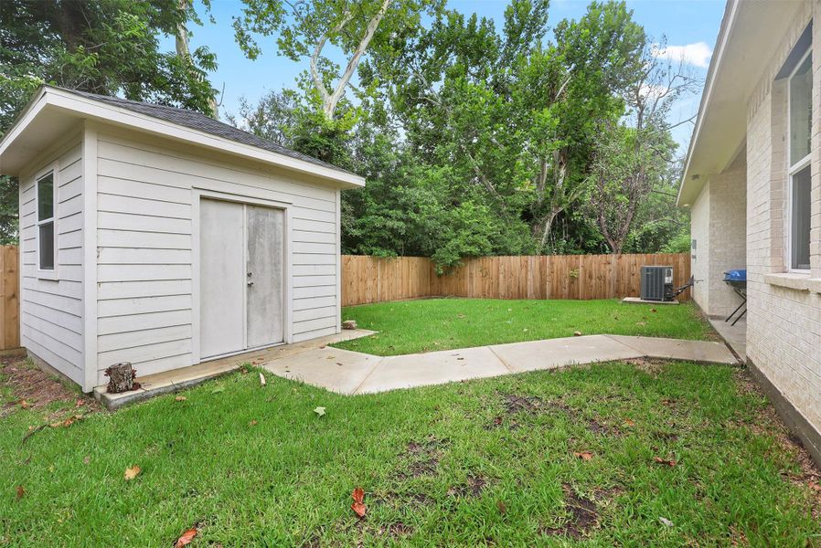 A place for everything.The detached storage building provides extra space for tools, hobbies, or seasonal decor. A place for everything.The detached storage building provides extra space for tools, hobbies, or seasonal decor.