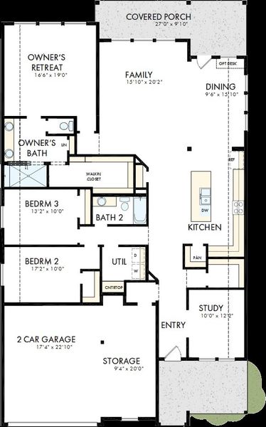 2D floor plan layout of this home in La Cima, San Marcos, TX (Image 5).