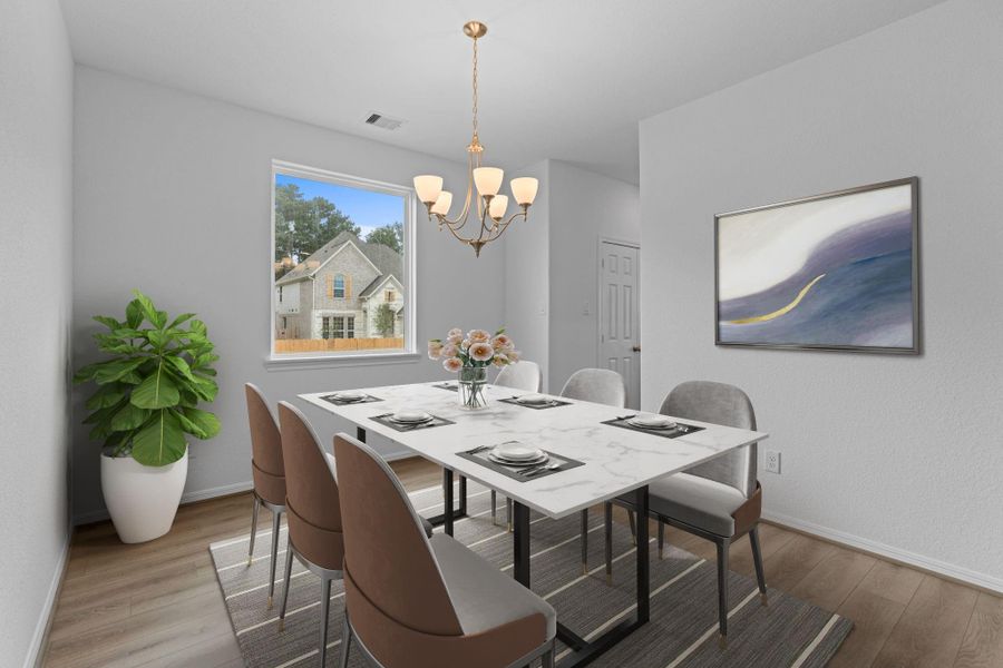 The dining area is a perfect blend of style and functionality, providing an inviting space for memorable meals and gatherings. The dining area is a perfect blend of style and functionality, providing an inviting space for memorable meals and gatherings.