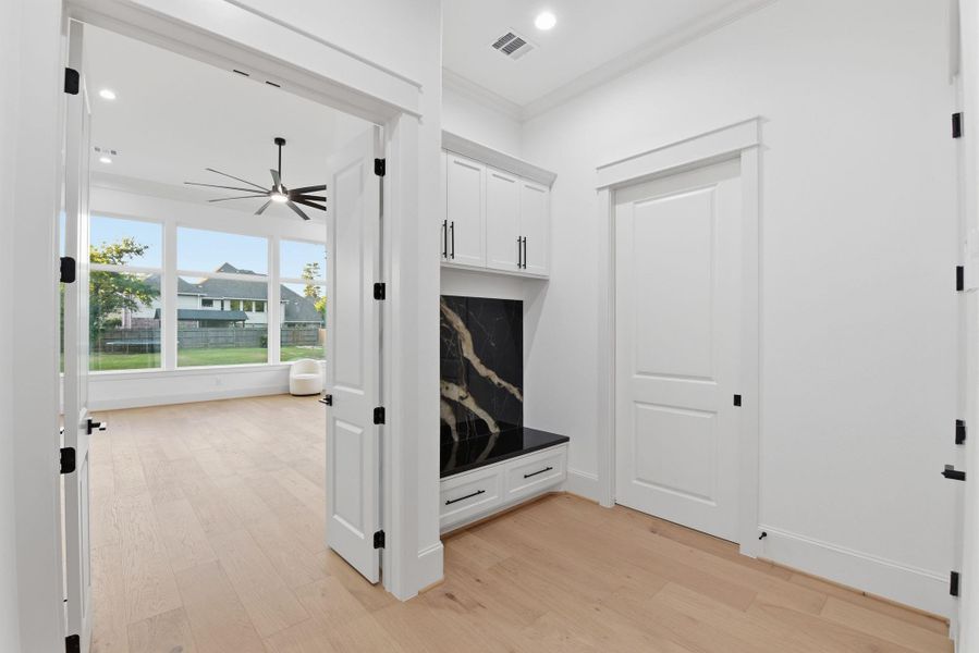 Mud area when you enter through the garage