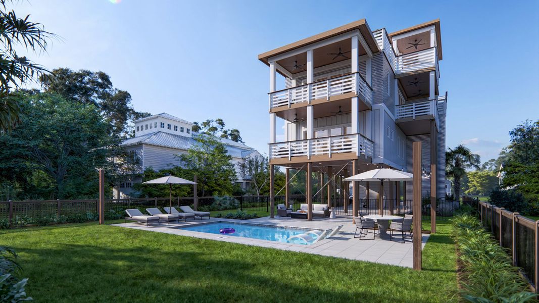 Front exterior of a new home in , Folly Beach, SC, highlighting curb appeal (Image 21).