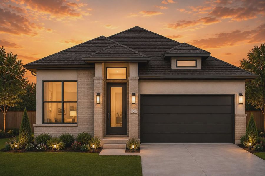 Representative exterior photo of a completed home built from the Oxford by Chesmar Homes in Parkside on the River, Georgetown, TX (Image 3).