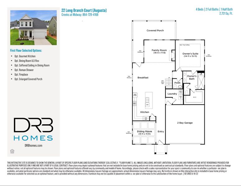 2D floor plan layout of this home in Creeks at Midway, Anderson, SC (Image 5).