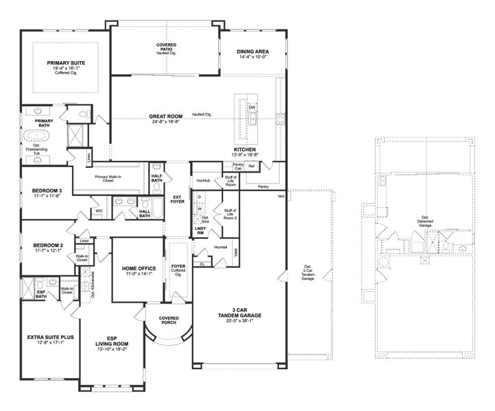 2D floor plan layout for the Helena ESP by K. Hovnanian® Homes in Campanos Estates, Peoria, AZ (Image 3).
