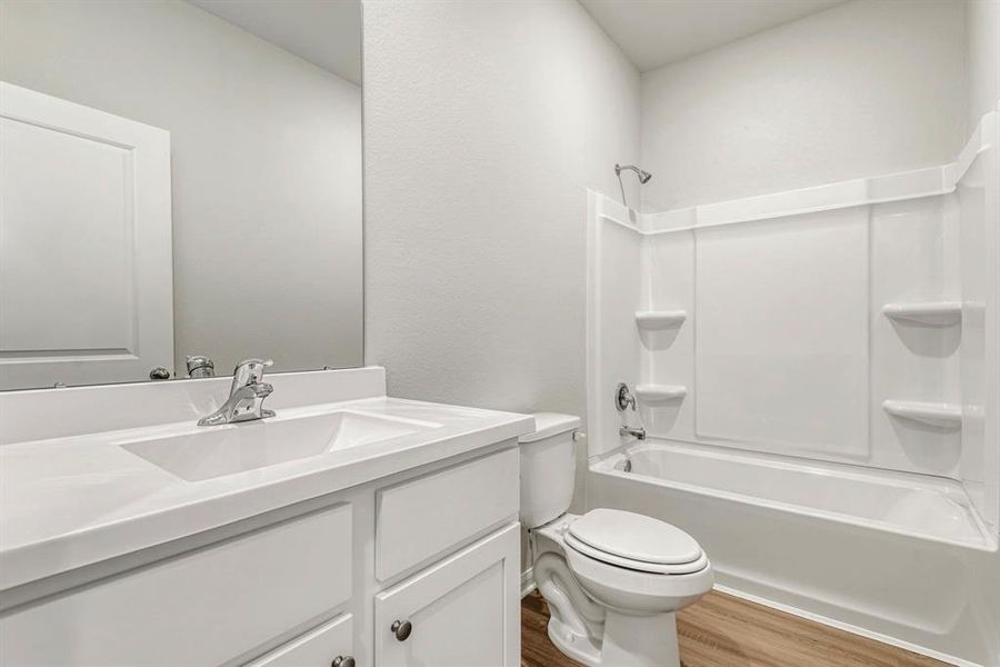 The secondary bathroom in the home.