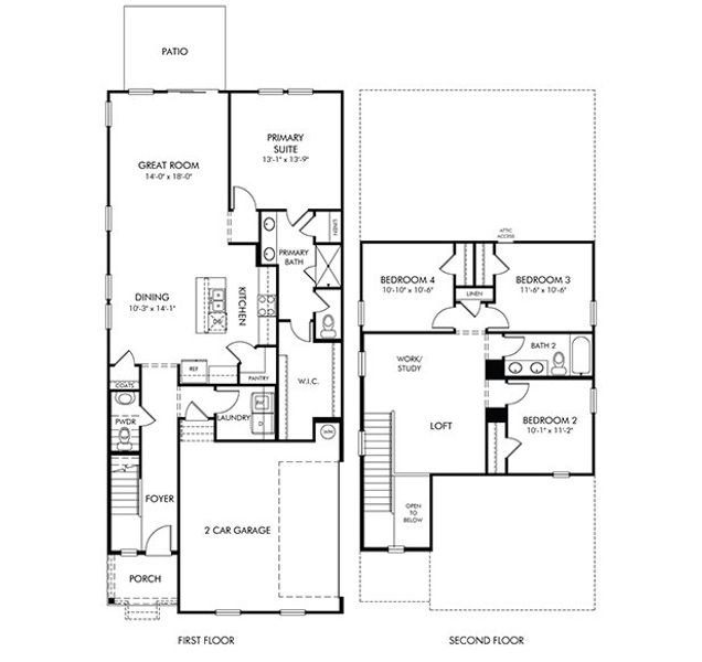 2D floor plan layout of this home in Avery Farms - Ridge Series, Murfreesboro, TN (Image 2).