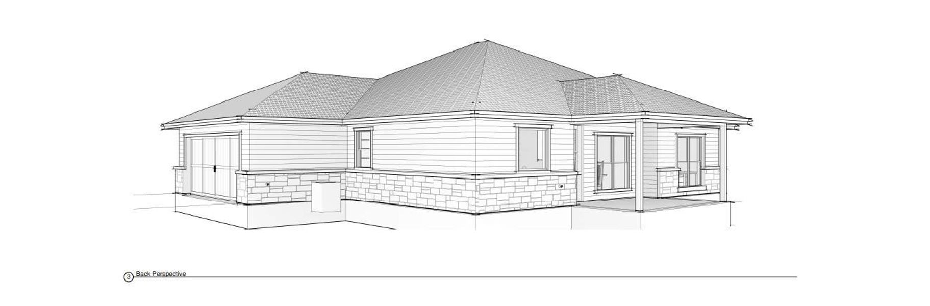 Back exterior with side entry garage