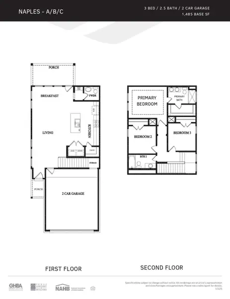 2D floor plan layout of this home in King Oaks Village, Baytown, TX (Image 1).