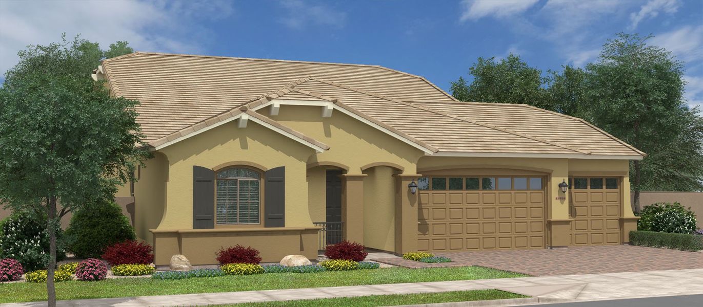 Representative exterior photo of a completed home built from the Pelican Bay Super Garage w/Loft by Fulton Homes in Sonoma Coast at Escalante, Surprise, AZ (Image 4). Representative exterior photo of a completed home built from the Pelican Bay Super Garage w/Loft by Fulton Homes in Sonoma Coast at Escalante, Surprise, AZ (Image 4).