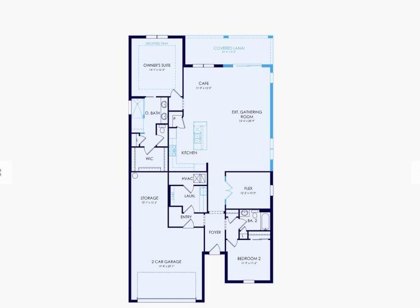 2D floor plan layout of this home in Del Webb Tradition, Port St. Lucie, FL (Image 1).