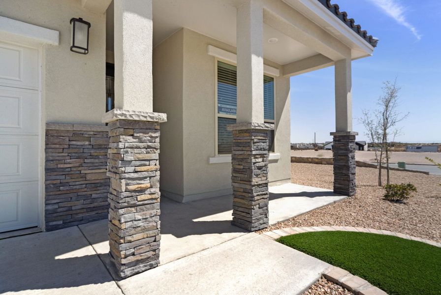 Exterior details and patio area of a home in Emerald Estates, Horizon City (Image 25).