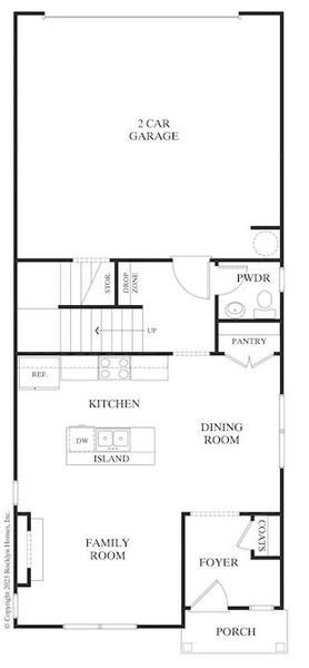 2D floor plan layout for the Evergreen by Rocklyn Homes in Old Salem Crossing, Conyers, GA (Image 1).
