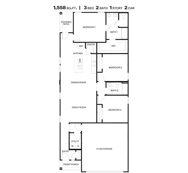 2D floor plan layout of this home in Hanson Ridge, Vail, AZ (Image 4).