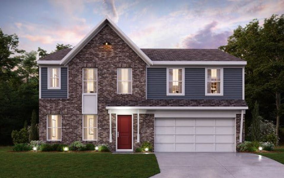 Representative exterior photo of a completed home built from the Jensen by Fischer Homes in Crossvine Estates, Hoschton, GA (Image 16).