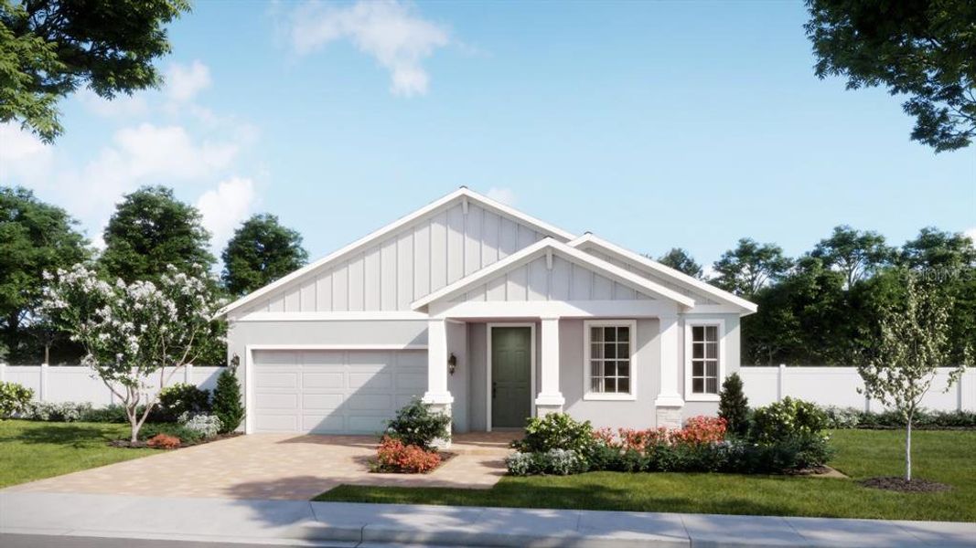 Front exterior of a new home in Oakview, Apopka, FL, highlighting curb appeal (Image 1). Front exterior of a new home in Oakview, Apopka, FL, highlighting curb appeal (Image 1).