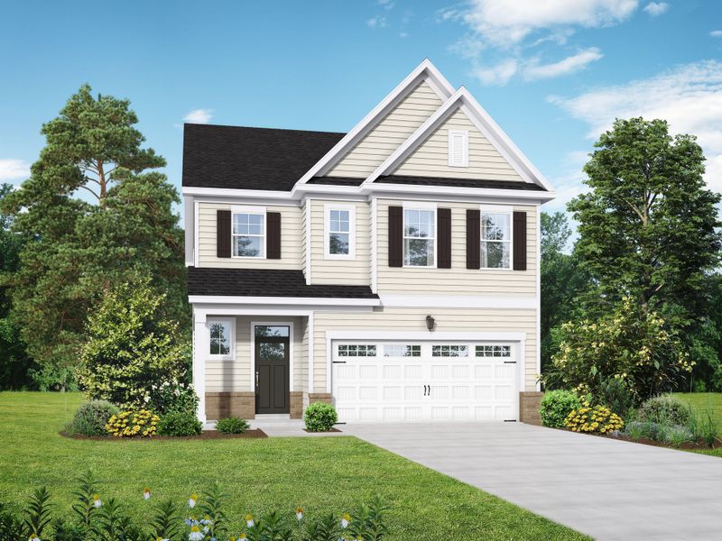 Representative exterior photo of a completed home built from the The Adalynn A by Davidson Homes LLC in Villas at Carpenter Woods, Durham, NC (Image 2). Representative exterior photo of a completed home built from the The Adalynn A by Davidson Homes LLC in Villas at Carpenter Woods, Durham, NC (Image 2).