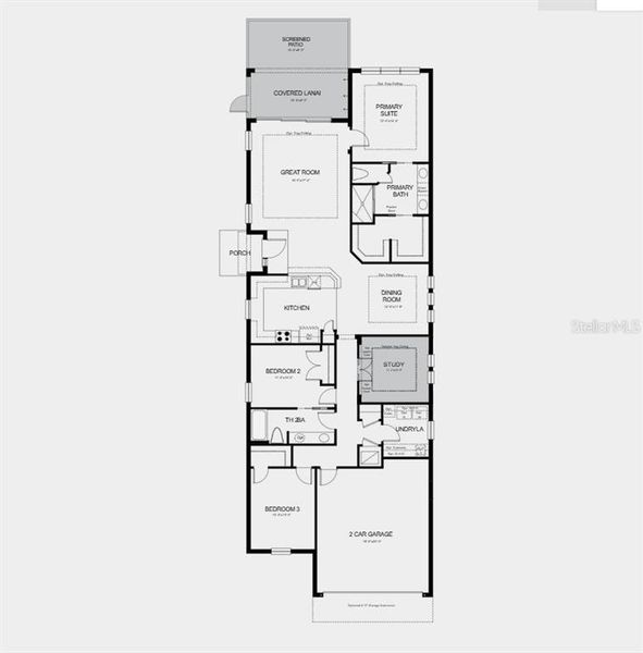 2D floor plan layout of this home in Esplanade at Wiregrass Ranch, Wesley Chapel, FL (Image 5).