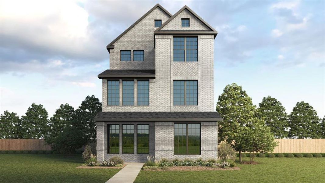 Front exterior of a new home in The Avenue, Allen, TX, highlighting curb appeal (Image 2).