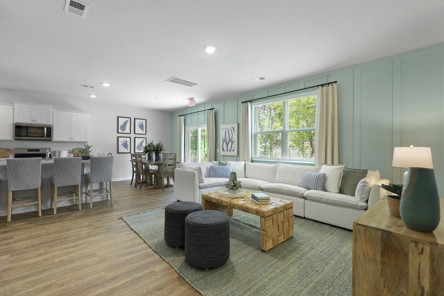 Furnished interior view inside a new home in The Cove at Mallard Crossing, Summerville (Image 9). Furnished interior view inside a new home in The Cove at Mallard Crossing, Summerville (Image 9).