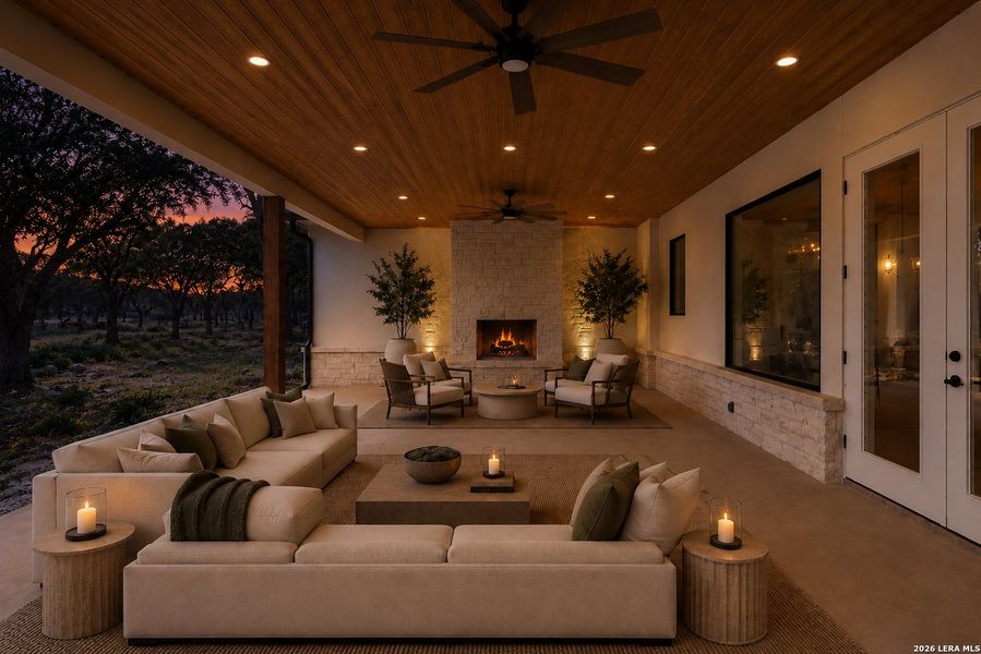 Exterior details and patio area of a home in , New Braunfels (Image 29).