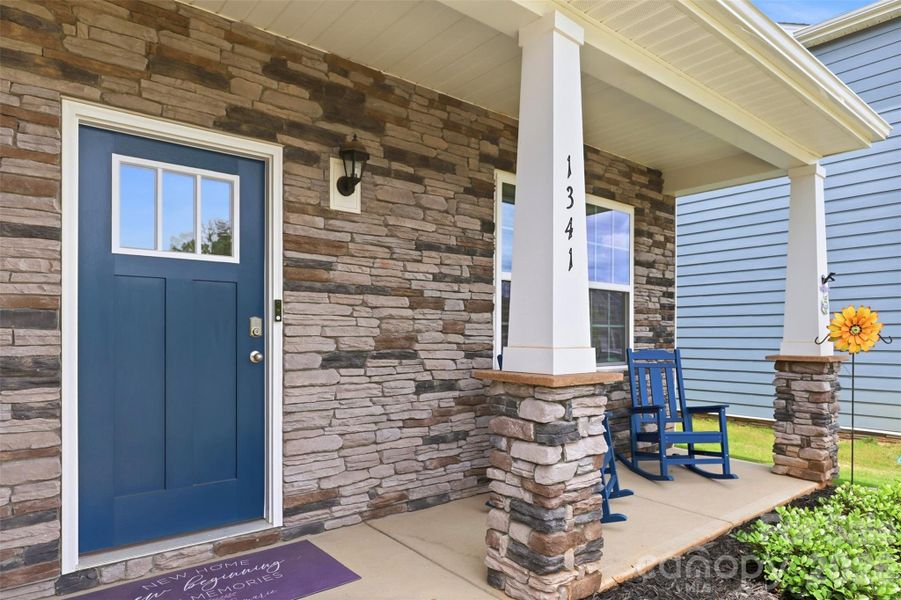 Exterior details and patio area of a home in Secrest Commons, Monroe (Image 3).