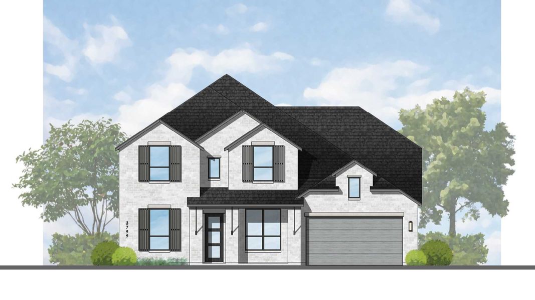 Representative rendering of the exterior for the Royston Plan by Highland Homes (Image 1).