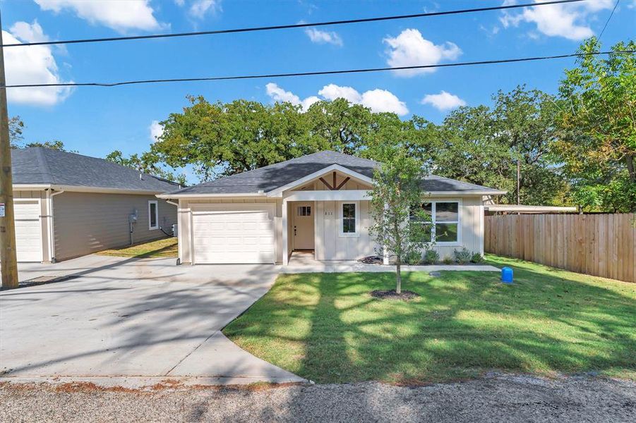 Ranch-style home featuring concrete driveway, an attached garage, a shingled roof, and a porch Ranch-style home featuring concrete driveway, an attached garage, a shingled roof, and a porch