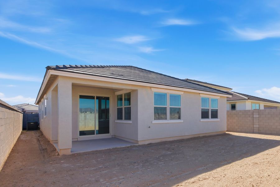 Exterior details and patio area of a home in Montana Vista - Highland, Buckeye (Image 4).