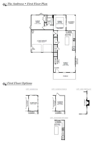 2D floor plan layout for the Ambrose by Eastwood Homes in Waterford Commons, Rock Hill, SC (Image 3).