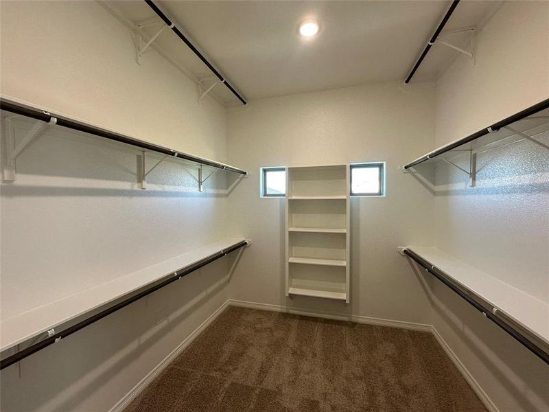 Walk in closet with dark carpet Walk in closet with dark carpet