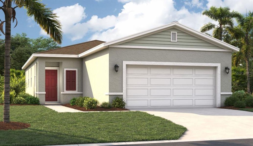 Front exterior of a new home in Watermark, Cocoa, FL, highlighting curb appeal (Image 1).