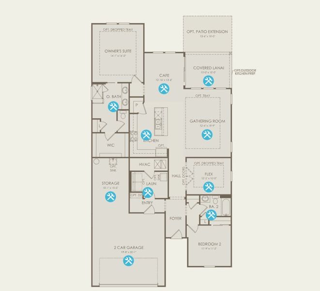 2D floor plan layout of this home in Del Webb Saint Johns, St. Johns, FL (Image 2).