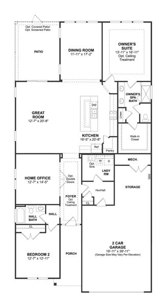 2D floor plan layout for the Killarney I by K. Hovnanian® Homes in K. Hovnanian's® Four Seasons at Carolina Oaks, Bluffton, SC (Image 4).