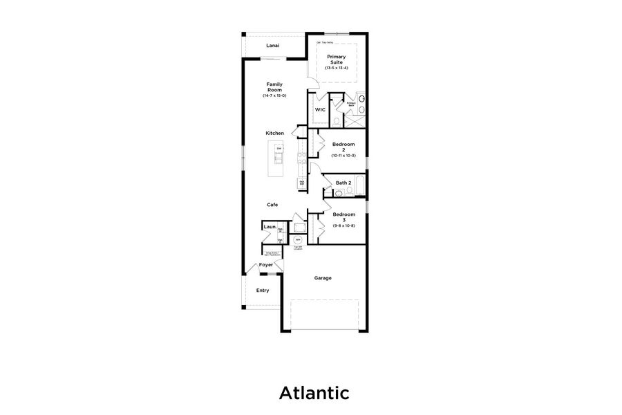 2D floor plan layout for the Atlantic by DRB Homes in Willowbrook North, Winter Haven, FL (Image 3). 2D floor plan layout for the Atlantic by DRB Homes in Willowbrook North, Winter Haven, FL (Image 3).