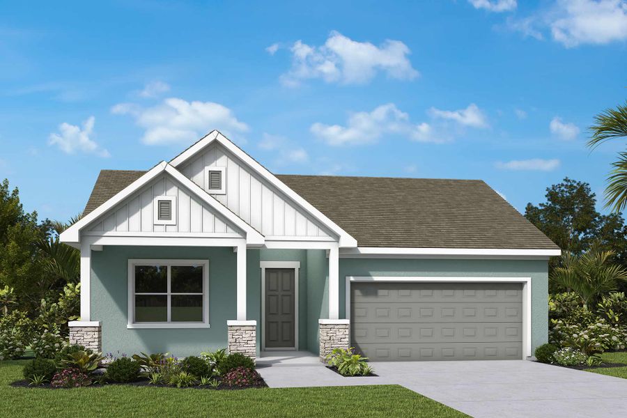 Representative exterior photo of a completed home built from the The Northglen by David Weekley Homes in Waterset Tradition Series, Apollo Beach, FL (Image 13).